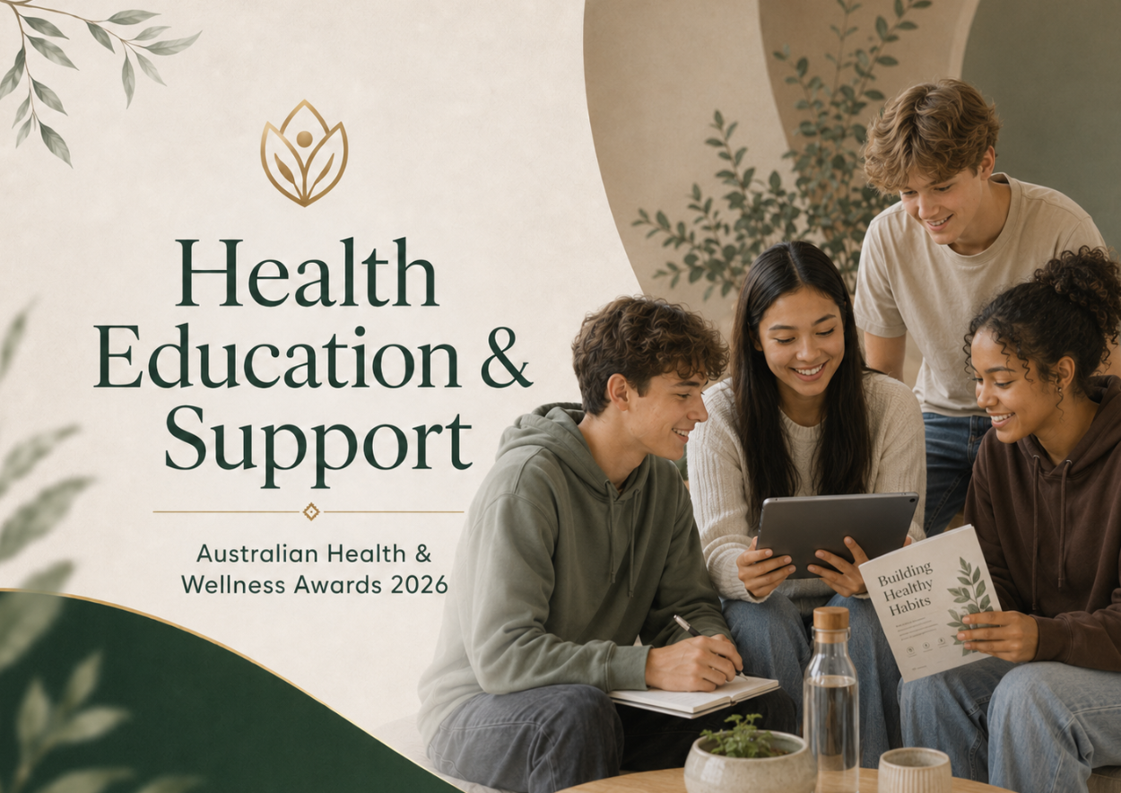 Teenagers learning about health education and wellbeing support for the Australian Health and Wellness Awards 2026